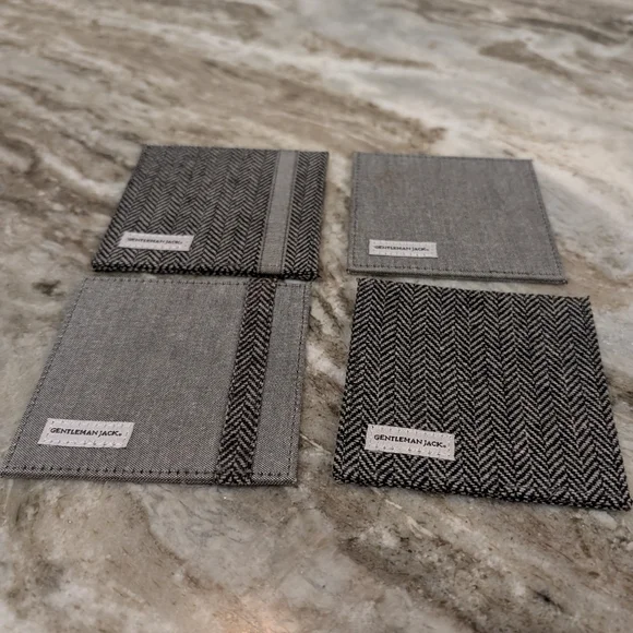 Gentleman Jack Herringbone & Gray Fabric Coasters - Set of 4 - Picture 1 of 4